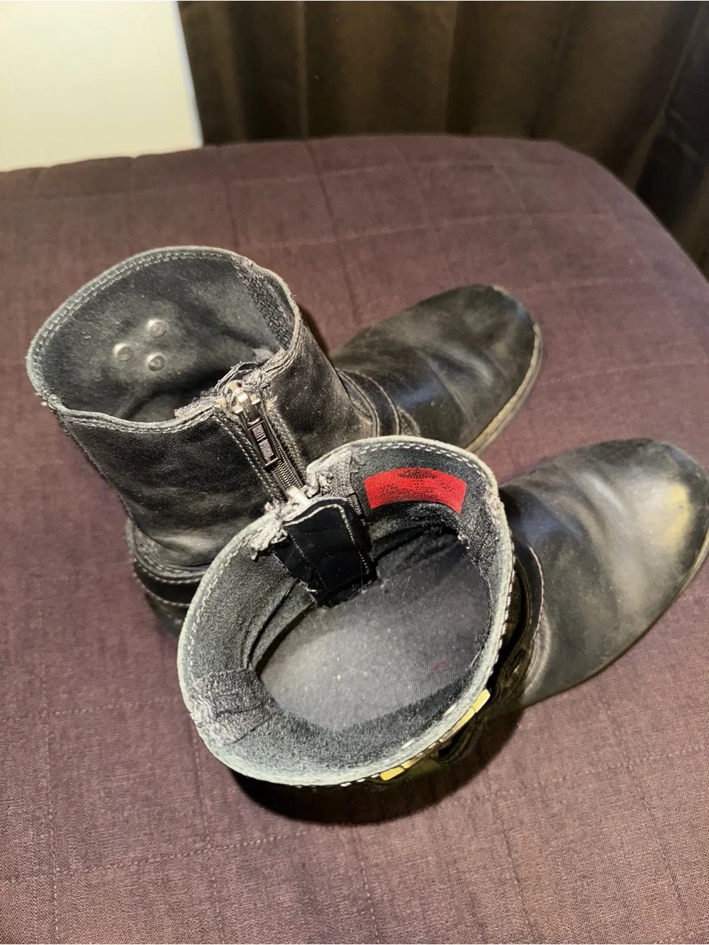 Harley‑Davidson Black Leather Harness Motorcycle Boots with Metal Shield